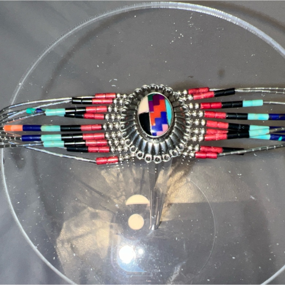 Vintage Navajo QT Sterling Silver Pendant Bracelet - Picture 3 of 14